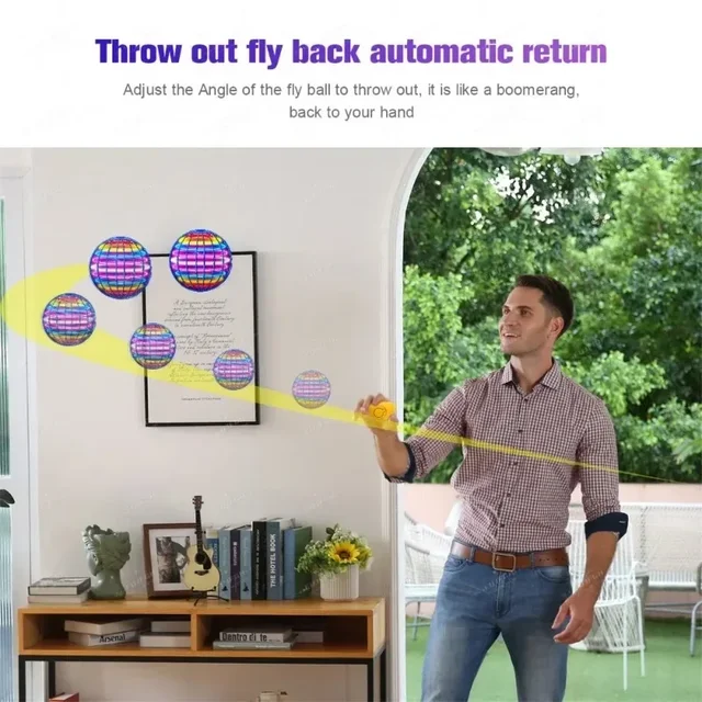 Flying Ball Children's Hand Controlled Color LED Cosmic Globe 360 ° Rotating Suspension Ball Suitable for Indoor and Outdoor Toy 3