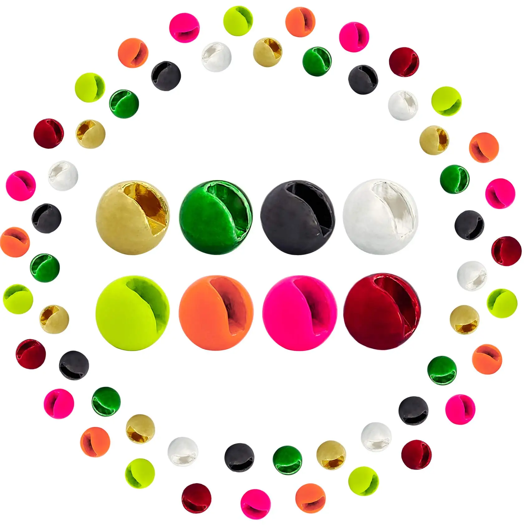 

Aventik 25pc 2.5-4.5mm Fly Tying Head Slotted Tungsten Beads Fly Tying Material Nymph Head Ball Fishing Accessory