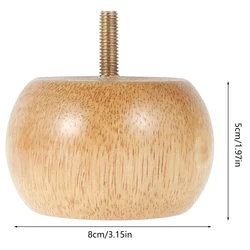 4pcs Solid Wood Round Bun Feet for Furniture: Sofa, Cabinet, or Floor Protection (4pcs)
