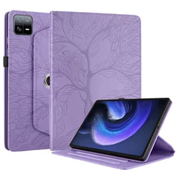 Premium 360° Rotating Tree Imprint PU Leather Wallet Cover - 11.2 inch - MiPad 7 11.2 2024 (Purple)