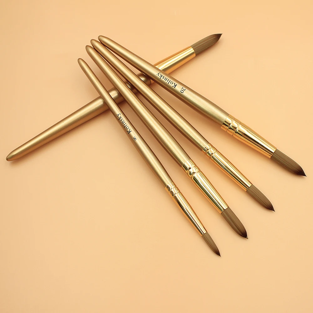 Kolinsky Acrylic Nail Brush Golden Handle Nail Extension UV Gel Builder Tools Beginner Tools Size 8-22 6