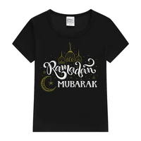 Ramadan Mubarak Print Kids T-shirt Child Ramadan Eid Outfit Girls Boys Tops Short Sleeve T Shirt Islamic Muslim Holiday Clothes 2