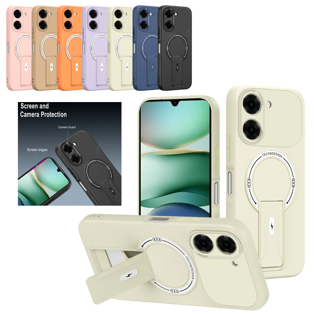 Magnetic Kickstand Armor Phone Case with Wireless Charging Compatibility