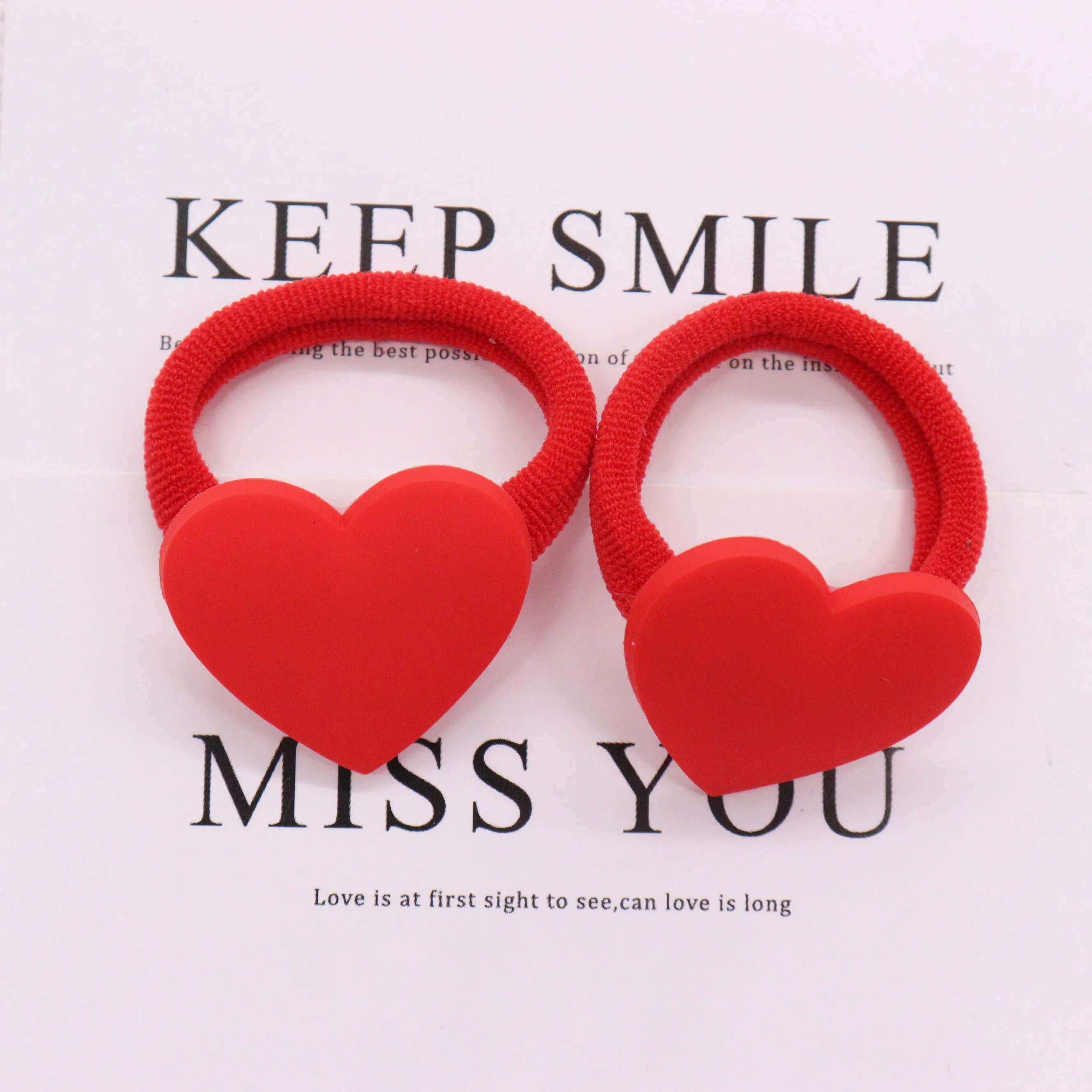 Red - Handmade Cotton Rubber Bands/Scrunchies (Set of 2) 25