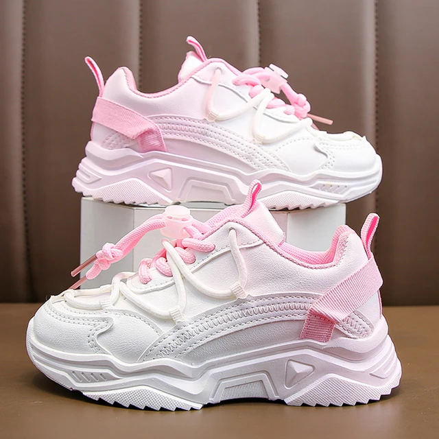 Zapatillas de deporte de cuero para niños y niñas, zapatos deportivos con color rosa degradado, envío gratis _ - AliExpress Mobile