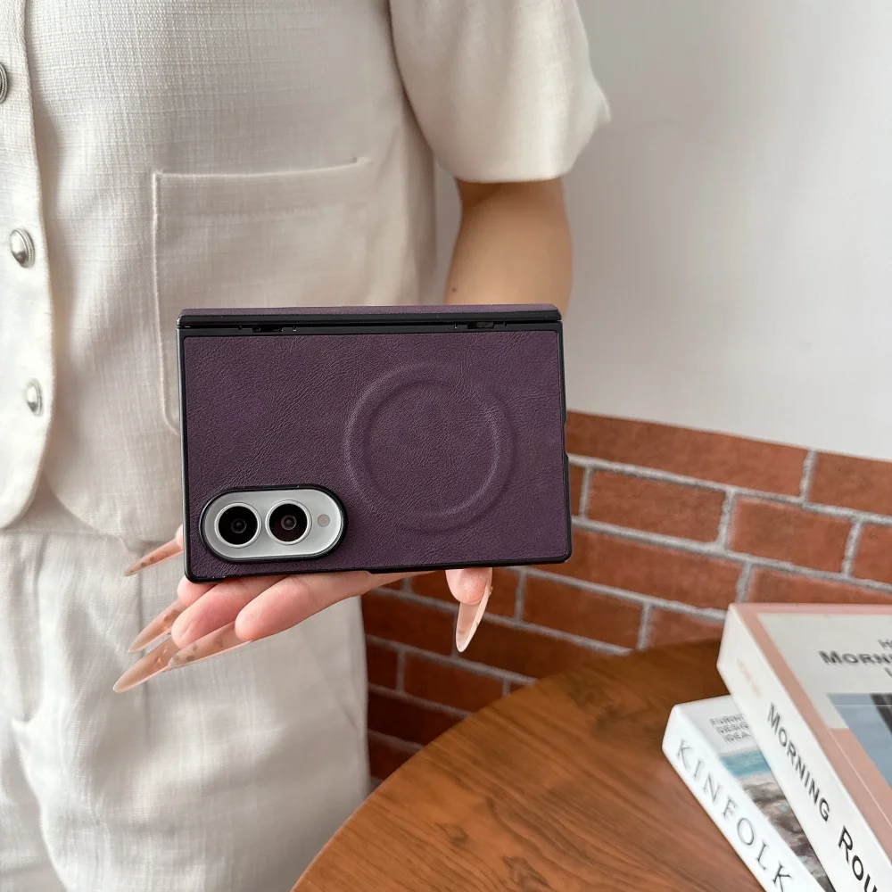 MagSafe Compatible Matte Leather Wireless Charging Case for Samsung Galaxy Z Fold Series