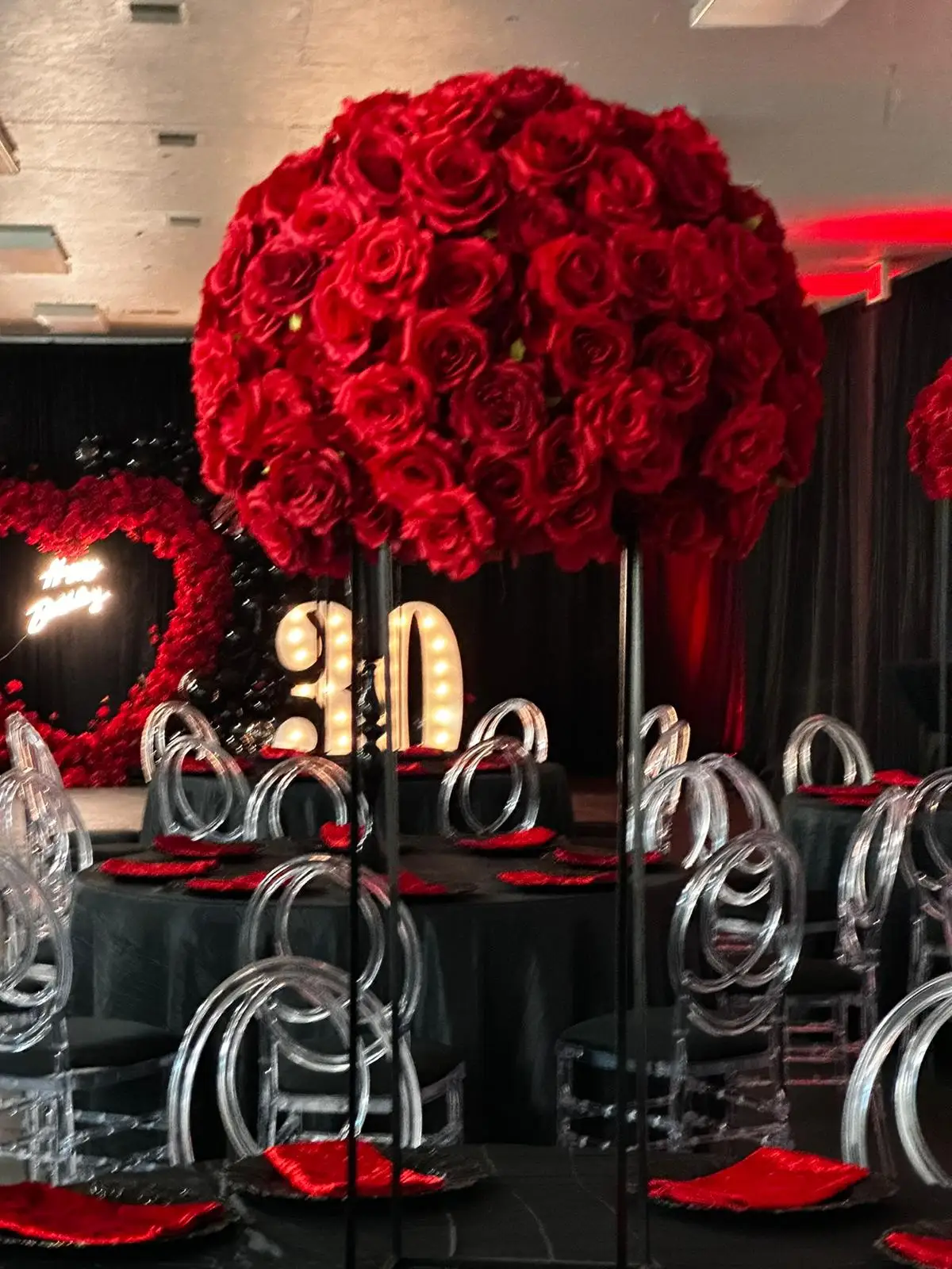 Customized 60cm Red Rose 3/4 Flower Ball for Event Party Wedding Backdrop Table Centerpiece Decoration Mariages Window Display