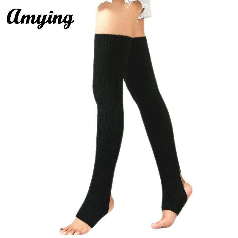 

New Yoga Sock Sleeves Women To Prevent Slipping Autumn Winter Knee Length Stockings Knitted Wool Bellydance Latin Leg Protectors