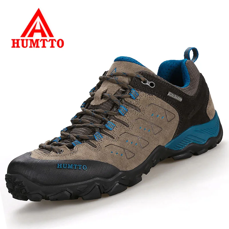 

HUMTTO Men Hiking Shoes Genuine Leather Women Mountain Climbing Shoes Outdoor Anti-skid Sport Shoes Travel Walking Men Sneakers