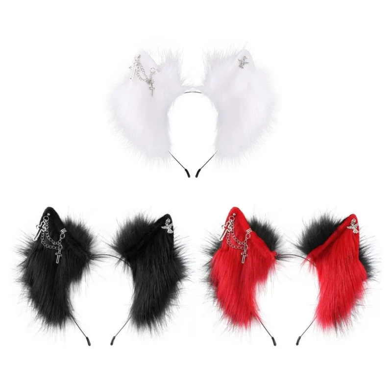 

Wolf Ears Kitten Handmade Animal Furry Cats Headbands Hair Hoop for Live Show