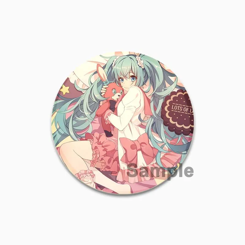 Enamel Pins Hatsune Miku Cartoon Figure Brooches for Collar Backpack Hat Accessory 44/58mm