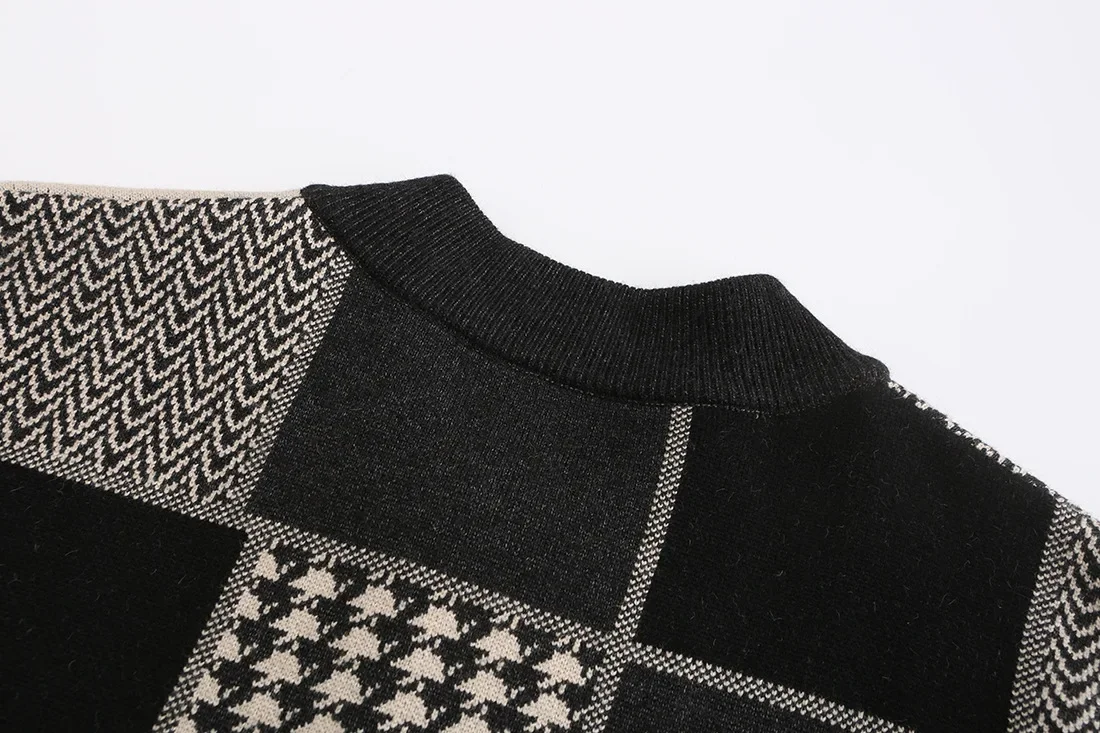 Men's Long Cardigan Thickened Sweater Autumn Stand Collar Knit Sweater Coat
