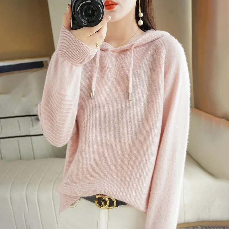 

Women Sweater Autumn Winter Long Sleeve Hooded Pullover Knitwear Fashion Korean Jumper Bottoming Solid Sweaters Woman Warm Pulls