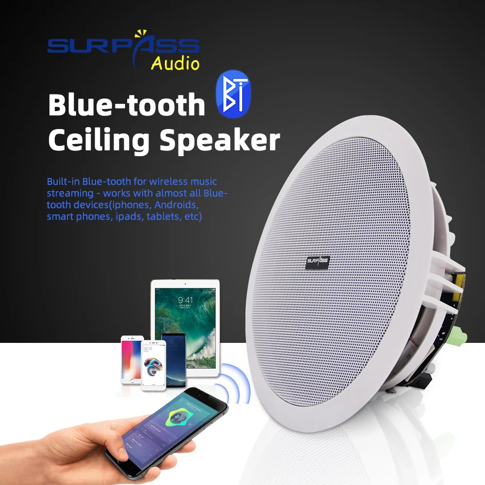 US $33.82 - 51.91 Built-in Class-D Amplifier Full Range Bluetooth-compatible Ceiling Speaker Horn For Home Theater Background Music Good Quality