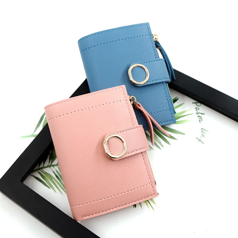 Women's Zipper Short Wallet with Buckle Closure Fresh Literary Small Square Crossbody Bag  for Daily Use