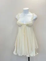 Pyjama Sexy en dentelle à volants pour femmes, avec coussin de poitrine, bretelles, robe de nuit, Lingerie, nouvelle collection 2023 2