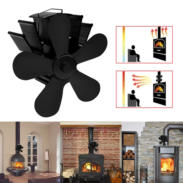 Fireplace 5 Blade Heat Powered Stove Fan No Battery Non-Electric  Thermoelectric Fan Quiet Eco Fan Home Wood Pellet Log Burner