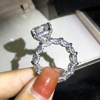 2pcs Bridal Set Elegant rings for Women 925 Sliver Wedding Engagement fashion Jewelry With Full Shiny Zircon female ring 4