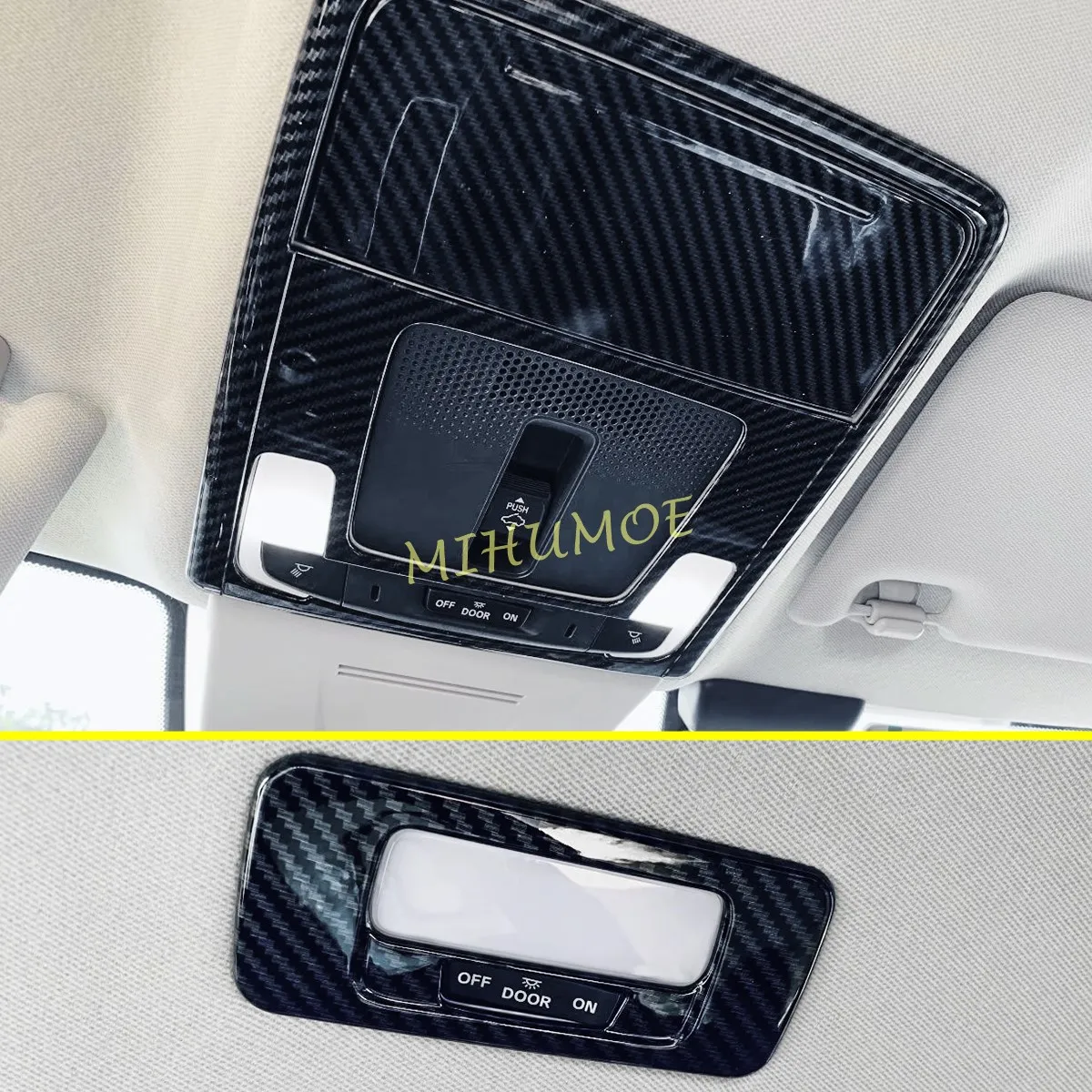 

Carbon Fiber Interior Front + Rear Reading Light Lamp Cover Trims For Honda Civic 11th 2022 2023 2024