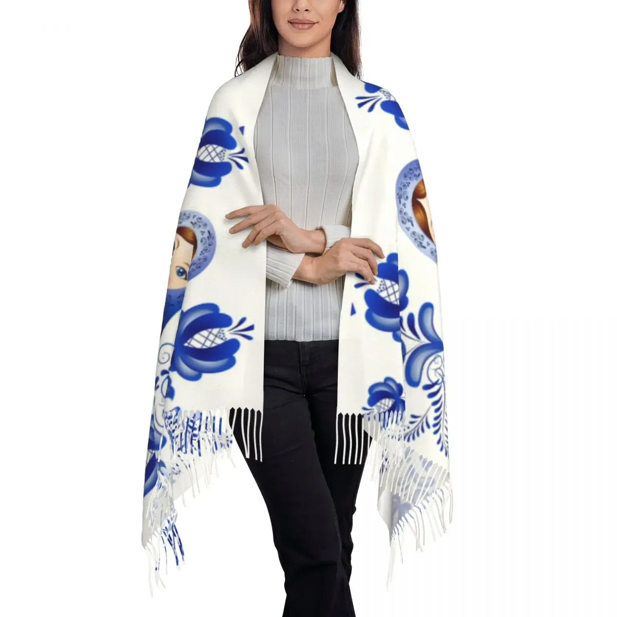 Customized Printed Matryoshka Doll Russia Scarf Men Women Winter Fall Warm Scarves Russian Folk Art Shawl Wrap 3