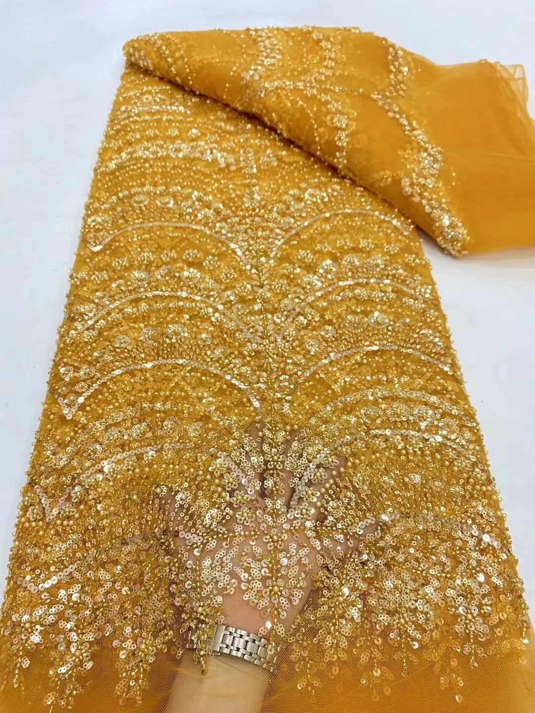 

Luxurious Lace Fabric for Sewing, African Beaded Groom Embroidery, Nigerian and French Sequins, High Quality, 2024