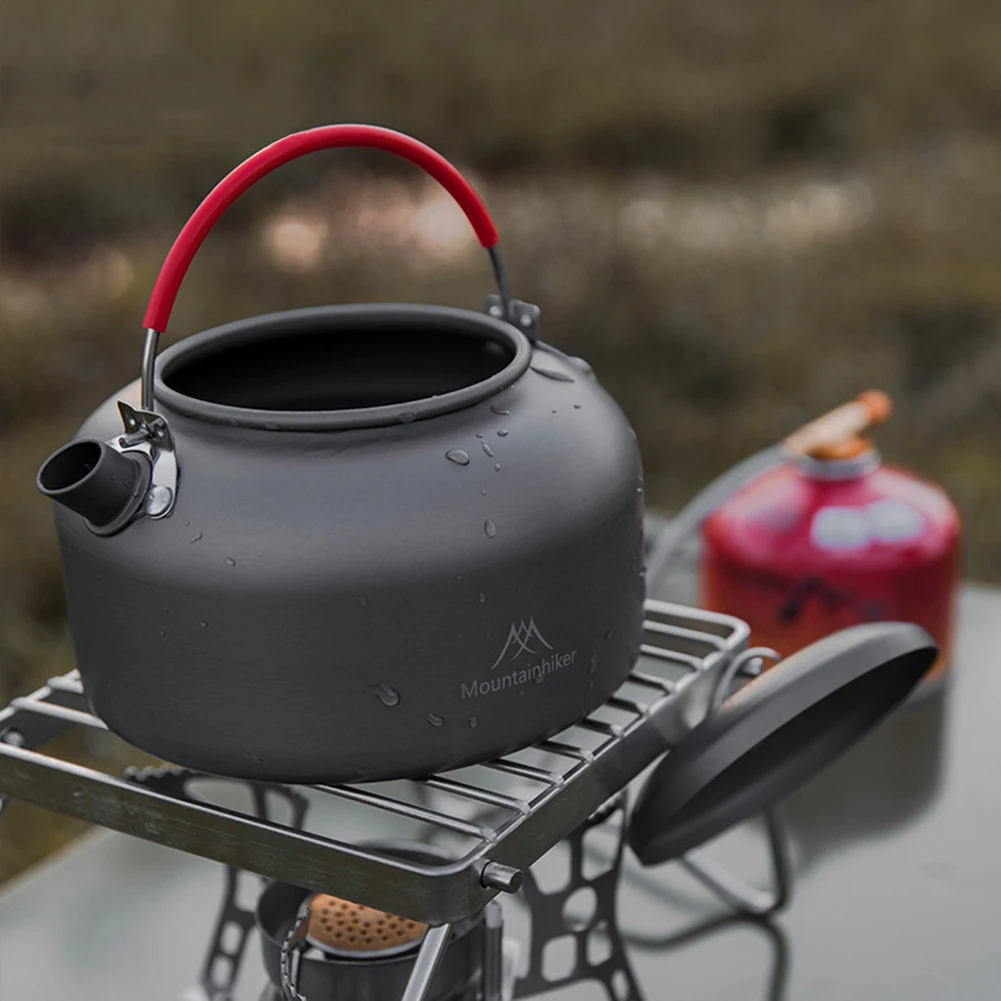 1.4L Outdoor Water Kettle Aluminum Alloy Portable Camping Tea Kettle Cookware Accessories for Picnic Camping Hiking Travel