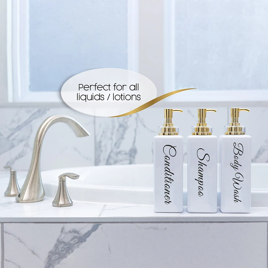 Reusable Shampoo Conditioner Body Wash Dispenser For Hotel Bathroom Shower Soap Dispenser Empty Press Bottles With Gold Pump Soap dispenser Shampoo dispenser