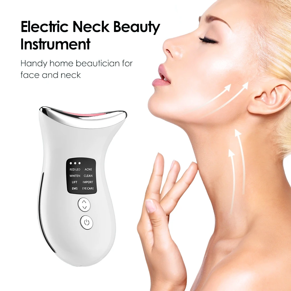 

Facial Microcurrent EMS Neck Face Lifting Massager Neck Face Beauty Skin Tighten Device LED Photon Therapy Anti Wrinkle Remover