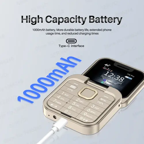 SERVO i16 Pro 4G LTE Mini Flip Mobile Phone Dual SIM Standby Call Recording Speed Dial FM Radio Blacklist Small Fold Cellphones - Image 4