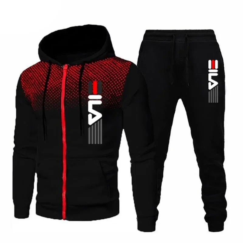 PlatiNum polka dot zipper printed hooded sweatshirt and pants set detail view