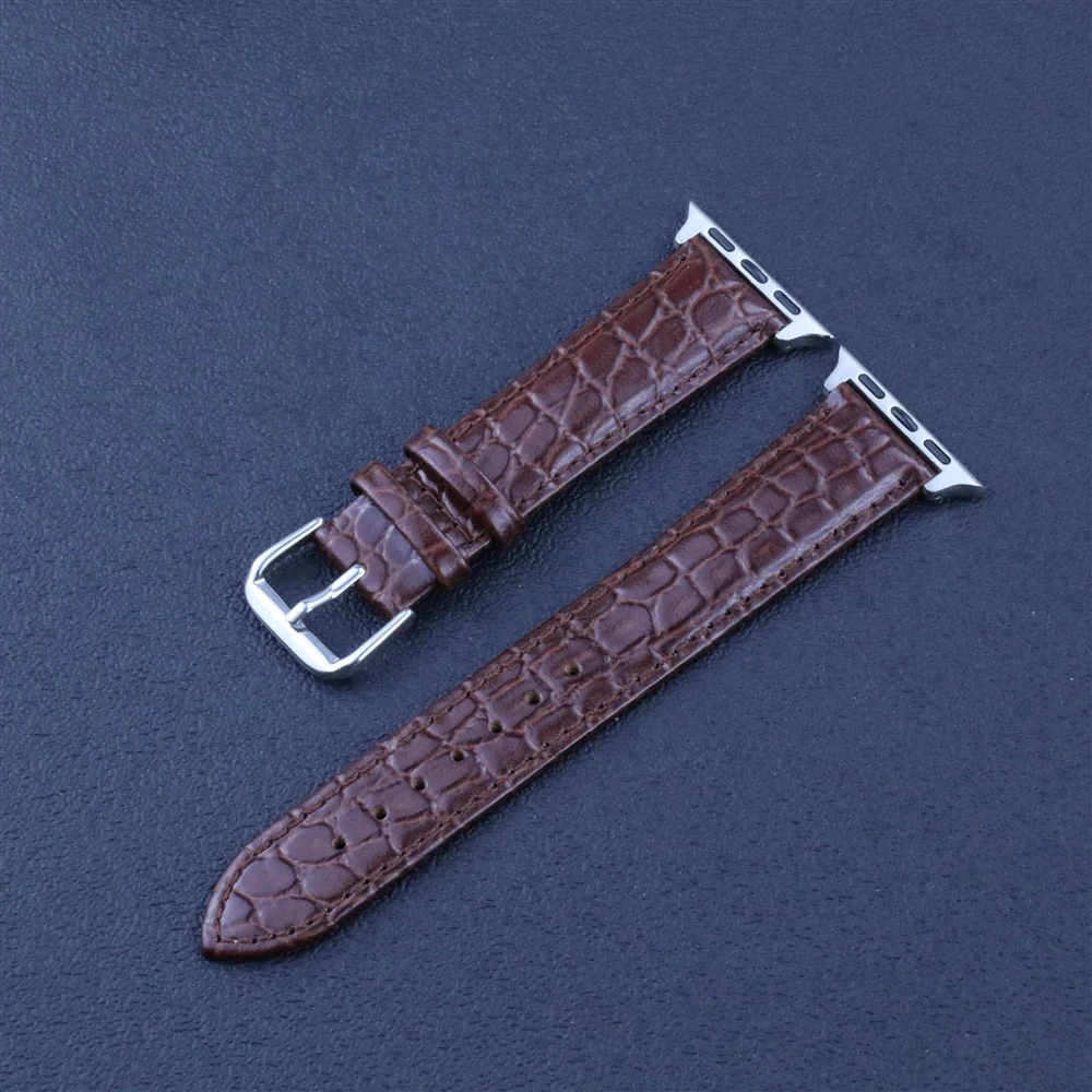 Genuine Leather Steel buckle Crocodile Pattern Watch strap for Apple Watch iwatch series7 6 5/4/3/2/1 38 40 41 mm 42 44 45mm