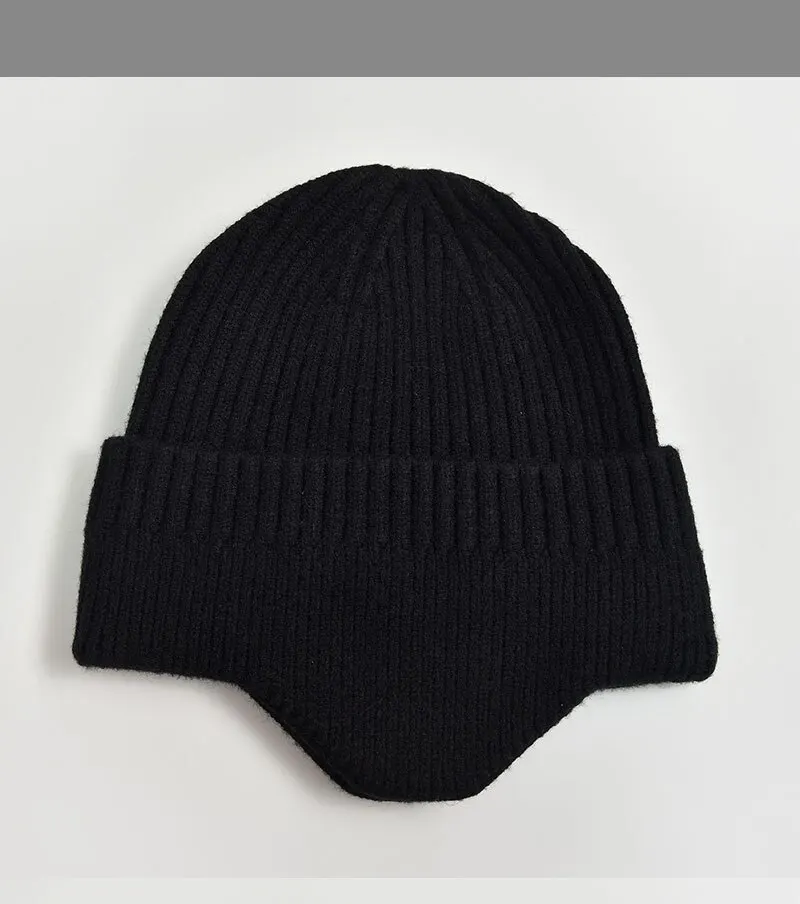 Winter Männer und Frauen Gestrickte Woolen Mode Im Freien Einfarbig Verdickt Warme Ohr Schutz Reiten Kalten Abdeckung Hut_voghion.com