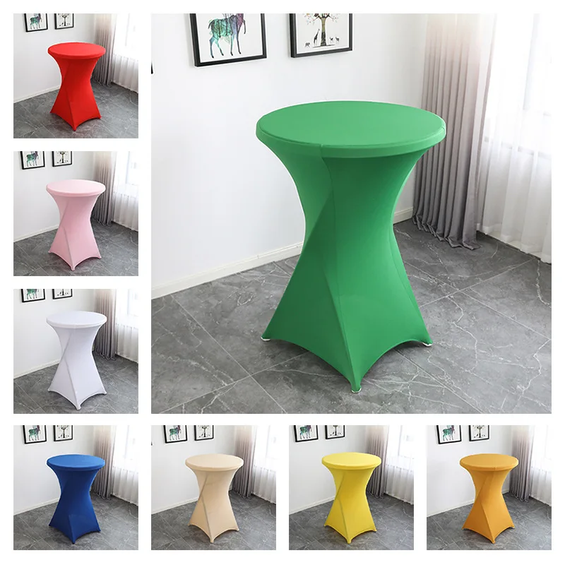 

Height Stretch Round Tablecloth Cocktail Table Spandex Table Cloth Bar Hotel Party Wedding Table Cloth Decoration Multi-color
