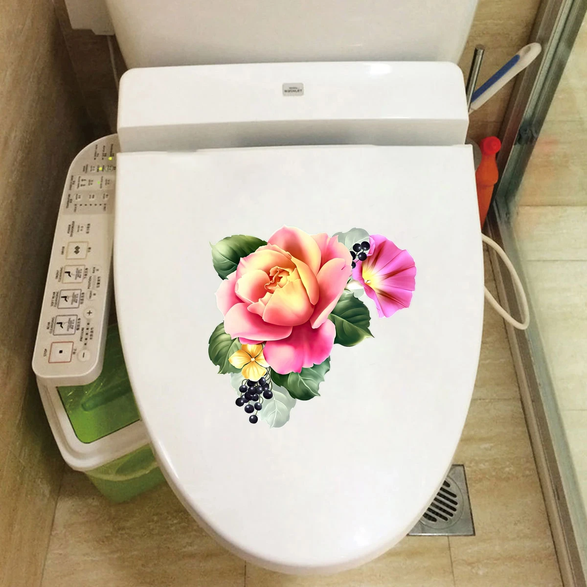 Vinyl Stickers,Toilet Stickers,Toilet Wall Stickers,Toilet Seat Stickers,Kitten Wall Stickers Wall Sticker Bathroom Toilet Decor Living Room Cabinet Home Decoration Decals Beautify Self Adhesive Mural beautiful flowers E38