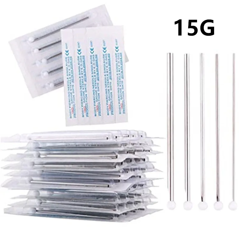 40pcs Mixed Body Piercing Needles, 14g 16g 18g 20g Stainless Steel