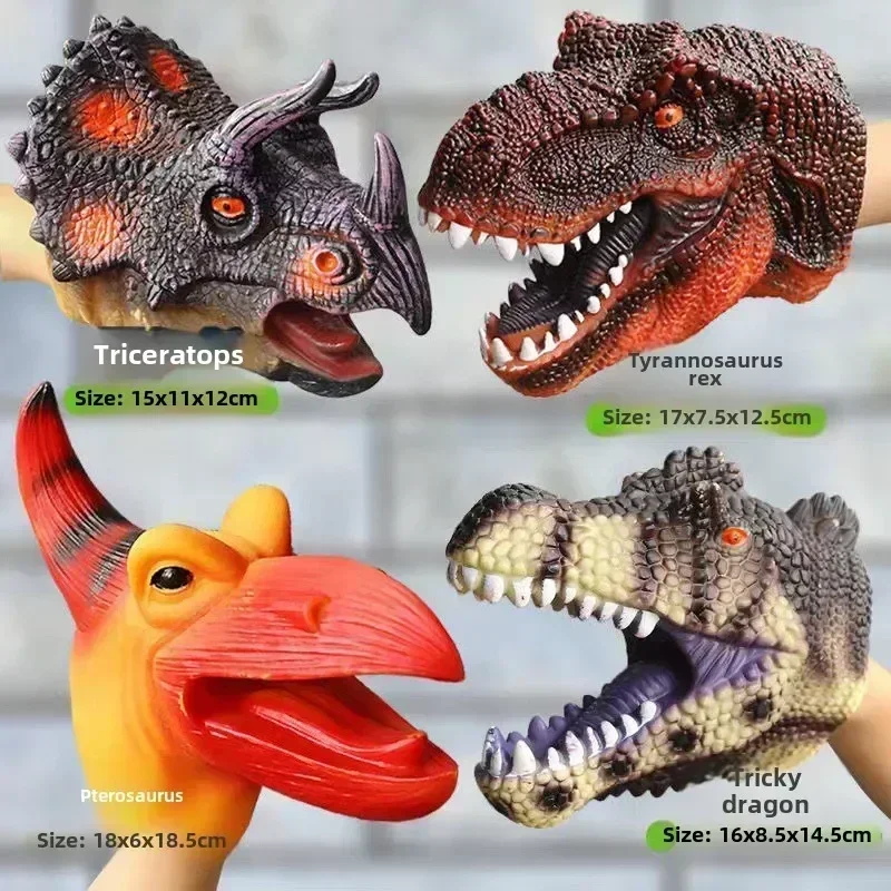 Hand Puppets Dinosaur Head Model T-Rex Dino Jurass Shark Tiger Park Dolls Dinosaur Worlds Miękka zabawka dla chłopców Prezent