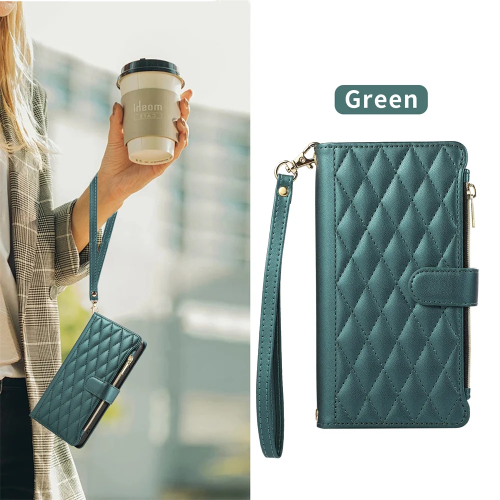 Crossbody Leather Necklace Rope Zipper Wallet Phone Case Cover