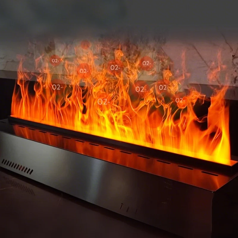 Modern 304 Stainless Steel Fireplace TV Stand with Imported Chip Ultrasonic Mist Humidifier Remote Control