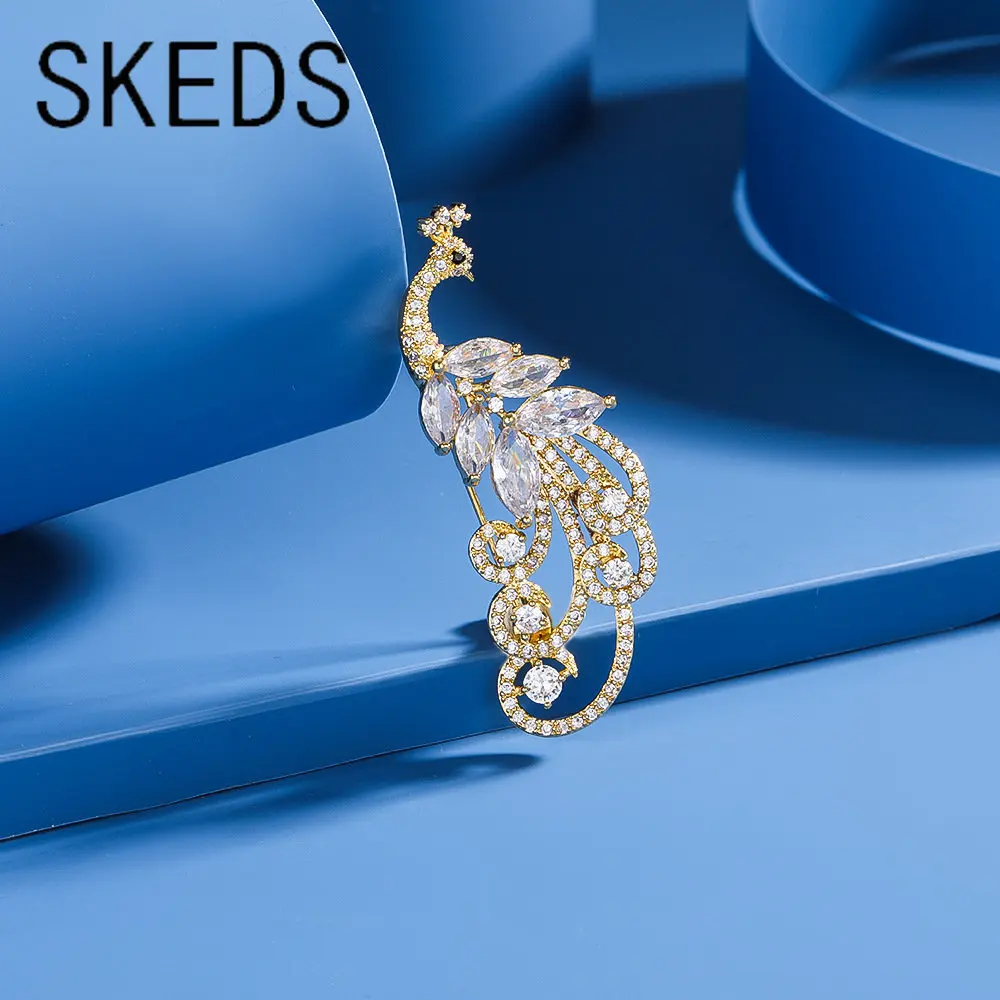 SKEDS New Arrival Peacock High-end Alloy Rhinestone Badges