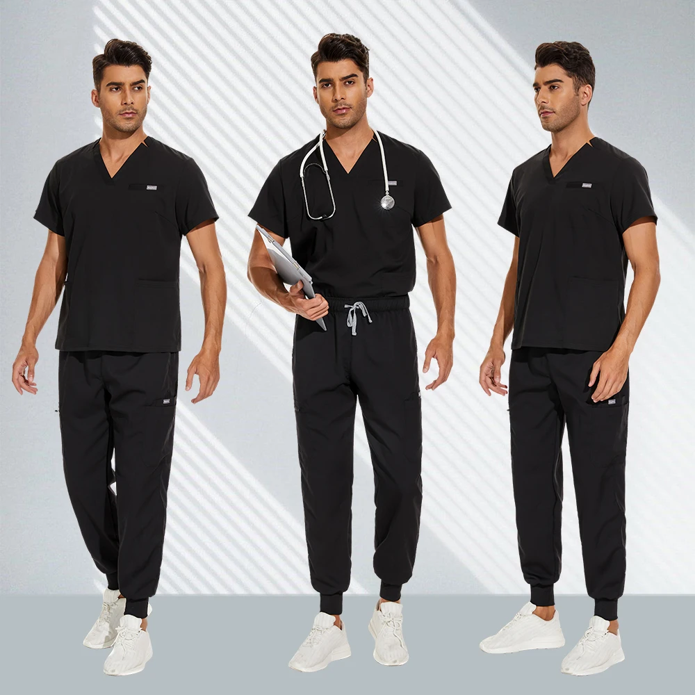 

Men Medical Scrubs Tops Pant Unisex Surgical Sets Women Beauty Salon Uniforms Dental Clinic Workwear Overalls Grooming Clothes