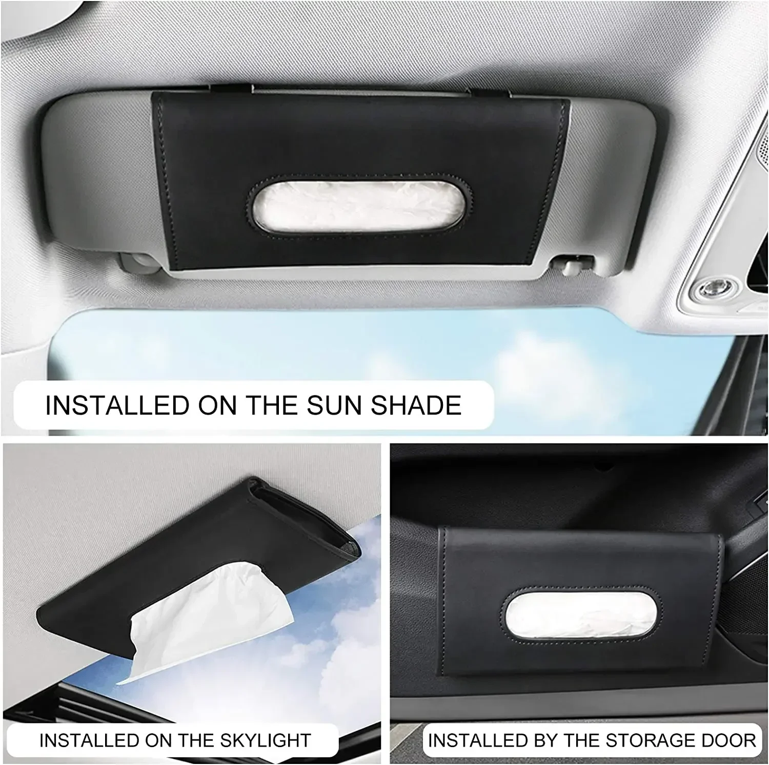Car Tissue Box Car Sun Visor Tissue Box Interior Holder Auto Interior Storage Universal Car Accessories 3