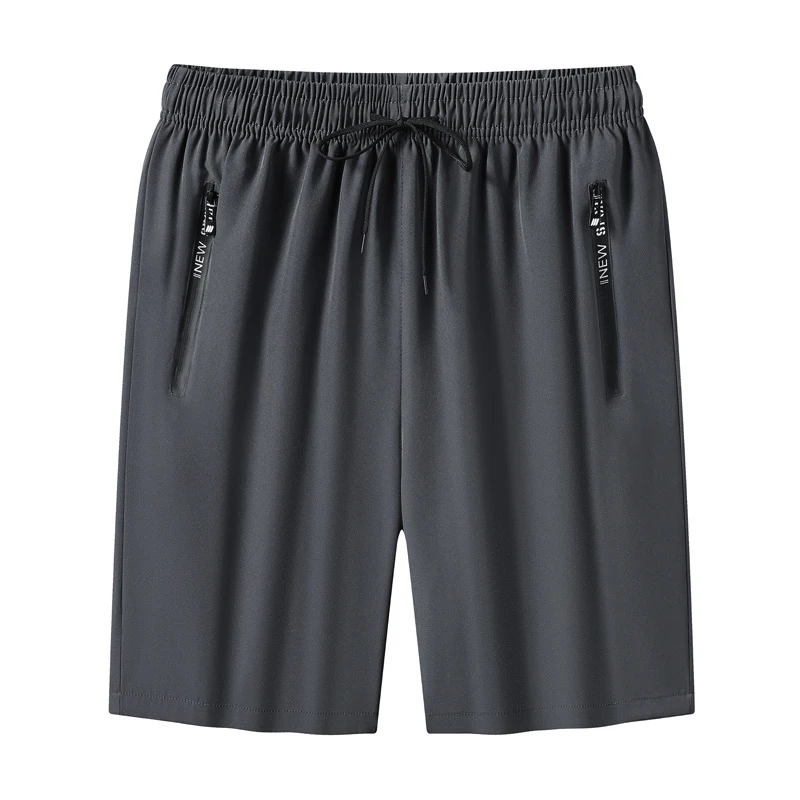 Outdoor Shorts Men Zippered Pocket Shorts Men's Knee-length Ice Silk Beach Shorts with Zipper Pockets Drawstring for Holiday 6