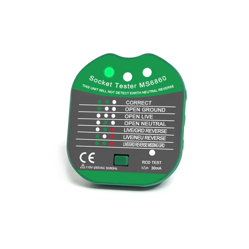 LEFAVOR Socket Tester Pro Voltage Test RCD 30mA Socket Detector UK EU Plug Ground Zero Line Plug Polarity Phase Check 5