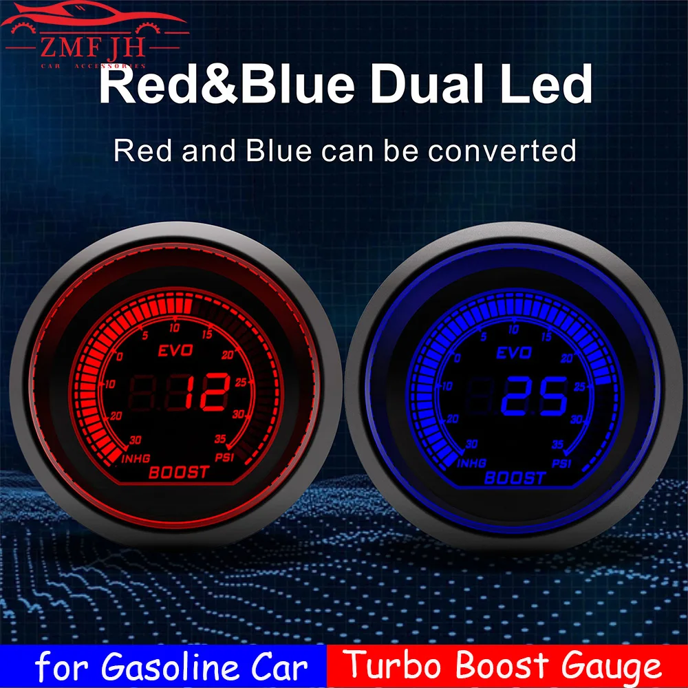 Manomètre Turbo 2 Pouces (50mm) - Jauge De Suralimentation LED Rouge, 12V Pour Voiture