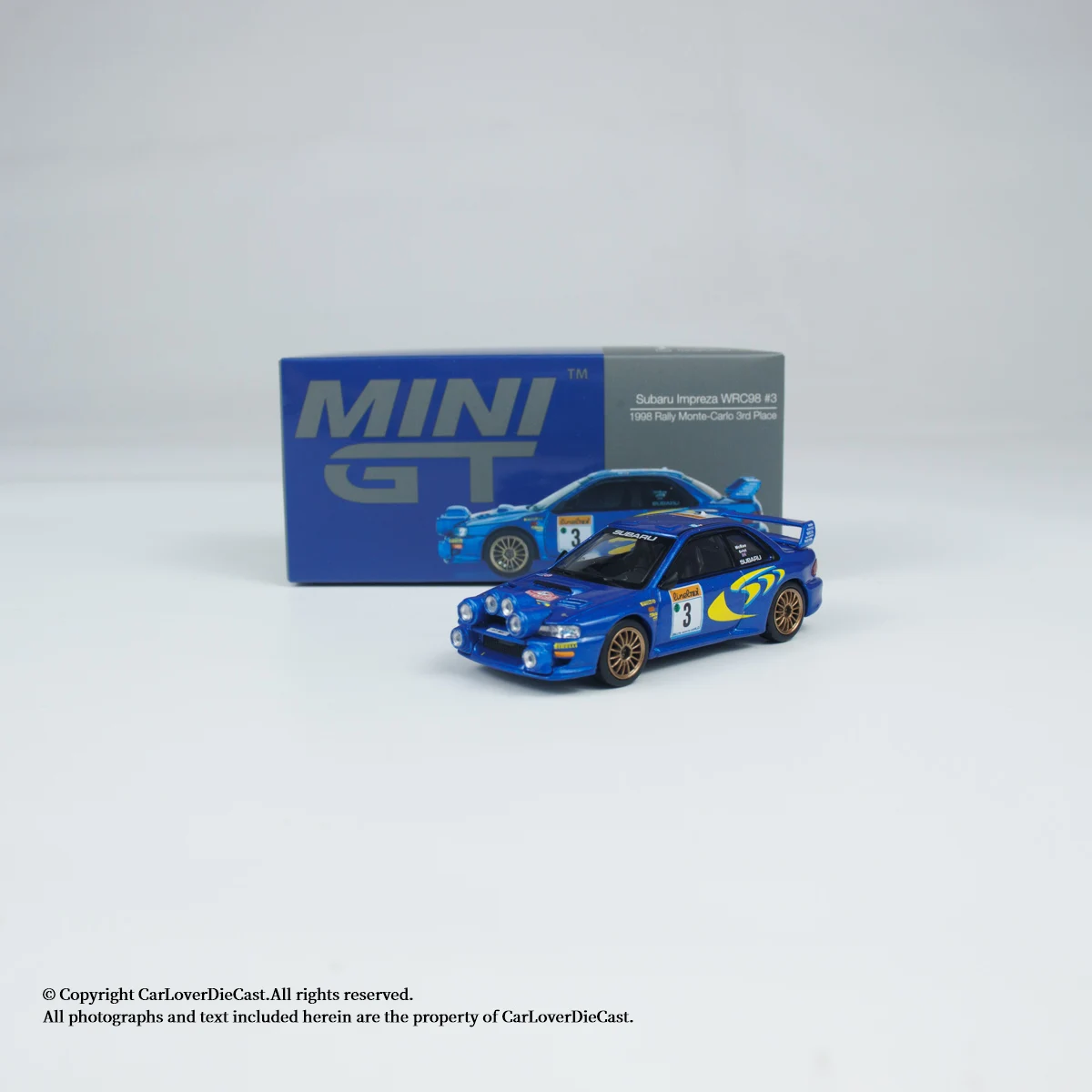 ミニカー #55 Monte Carlo MINI GT 1:64 Impreza WRC98 1998 Rally Monte-Carlo 3rd Place