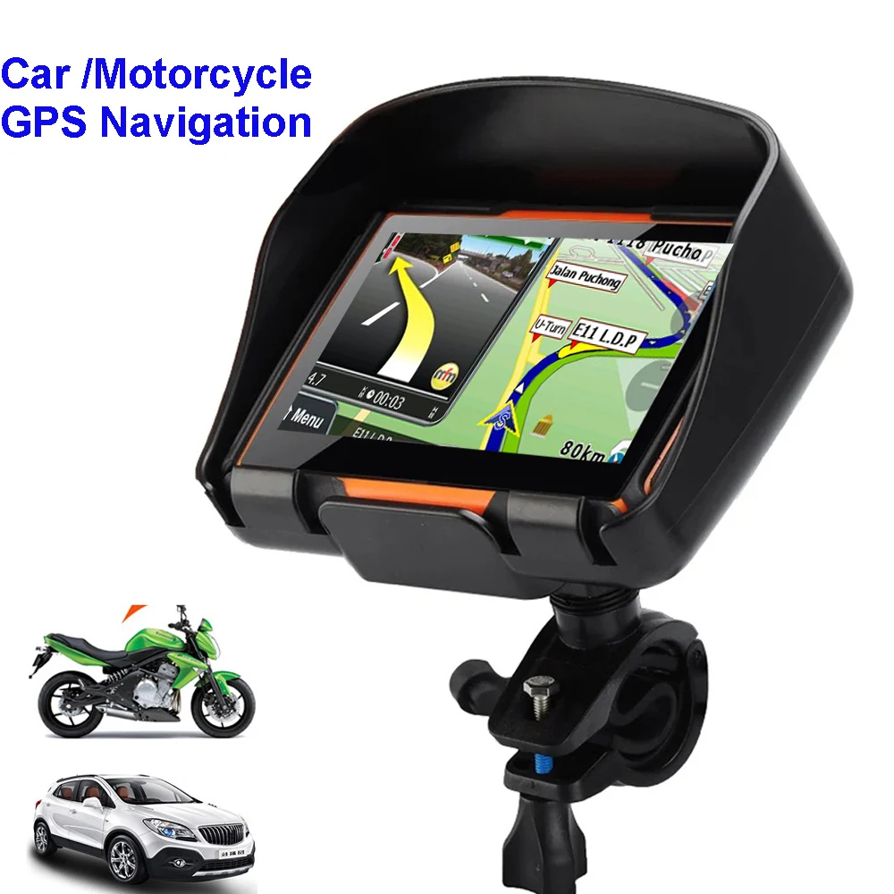 자동차 오토바이 GPS Windows CE 4.3 TFT GPS 네비게이션 IPX67 방수 방진 충격 방지 블루투스 FM AVIN 8GB 무료 iGo 지도