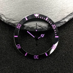 Vibrant Luminous Watch Hands Set with 38mm Red Bezel Insert (Purple set 1)