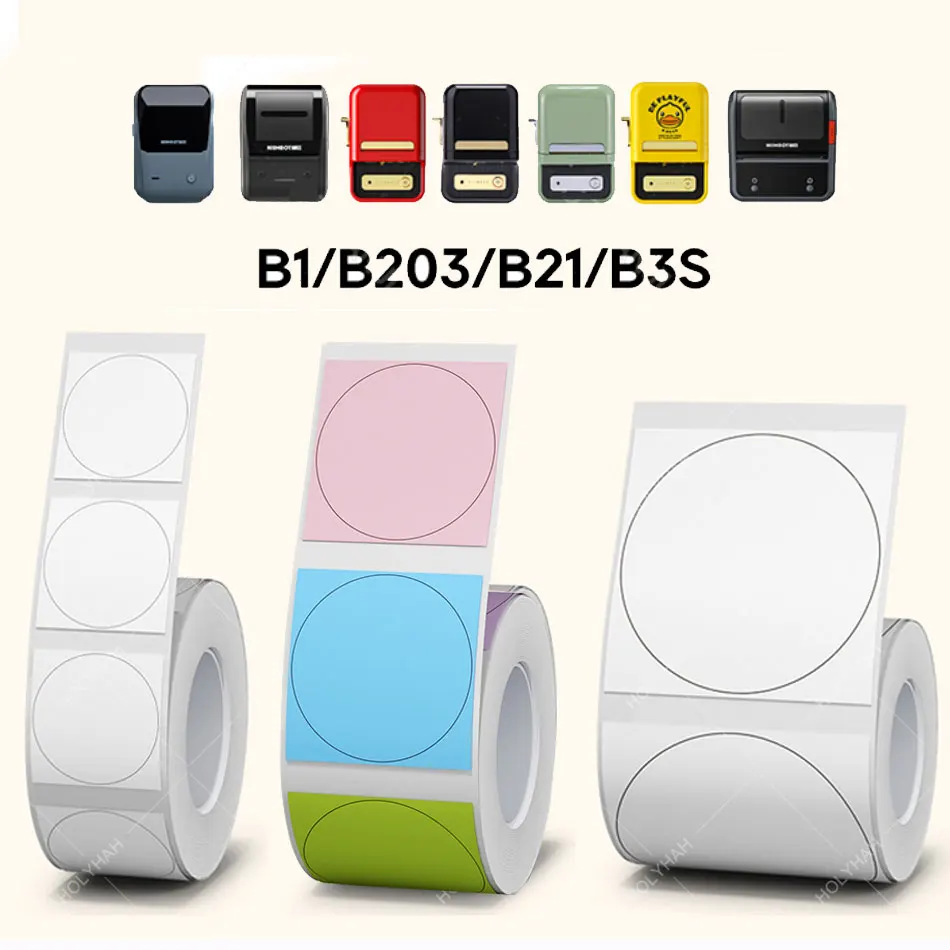 NIIMBOT B21 Label Tape - 40x40mm Round Thermal Labels For Barcode Printer, 180/Roll