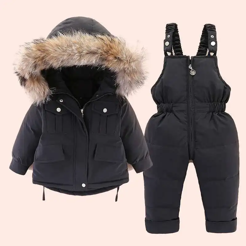 Down Jacket Children Jackets Girls Coat 2pcs Set Baby toddler Girl kids clothes autumn winter + jumpsuit Warm coat Infant snowsuit 0-6Year