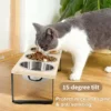 Elevated Cat Bowls - Set of 2/3 stainless steel Pet Food Bowls with Wooden & Metal Stand - 15 degree tilt Cat accessories